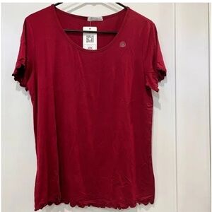 Ekouaer Burgundy Women's Pleated Loungewear Top Size Medium NWT